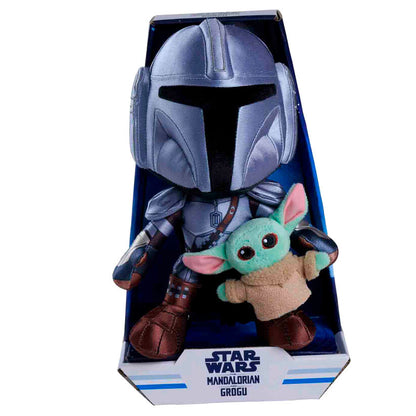 Peluche Star Wars Mandalorian con Mini Grogu 25 cm