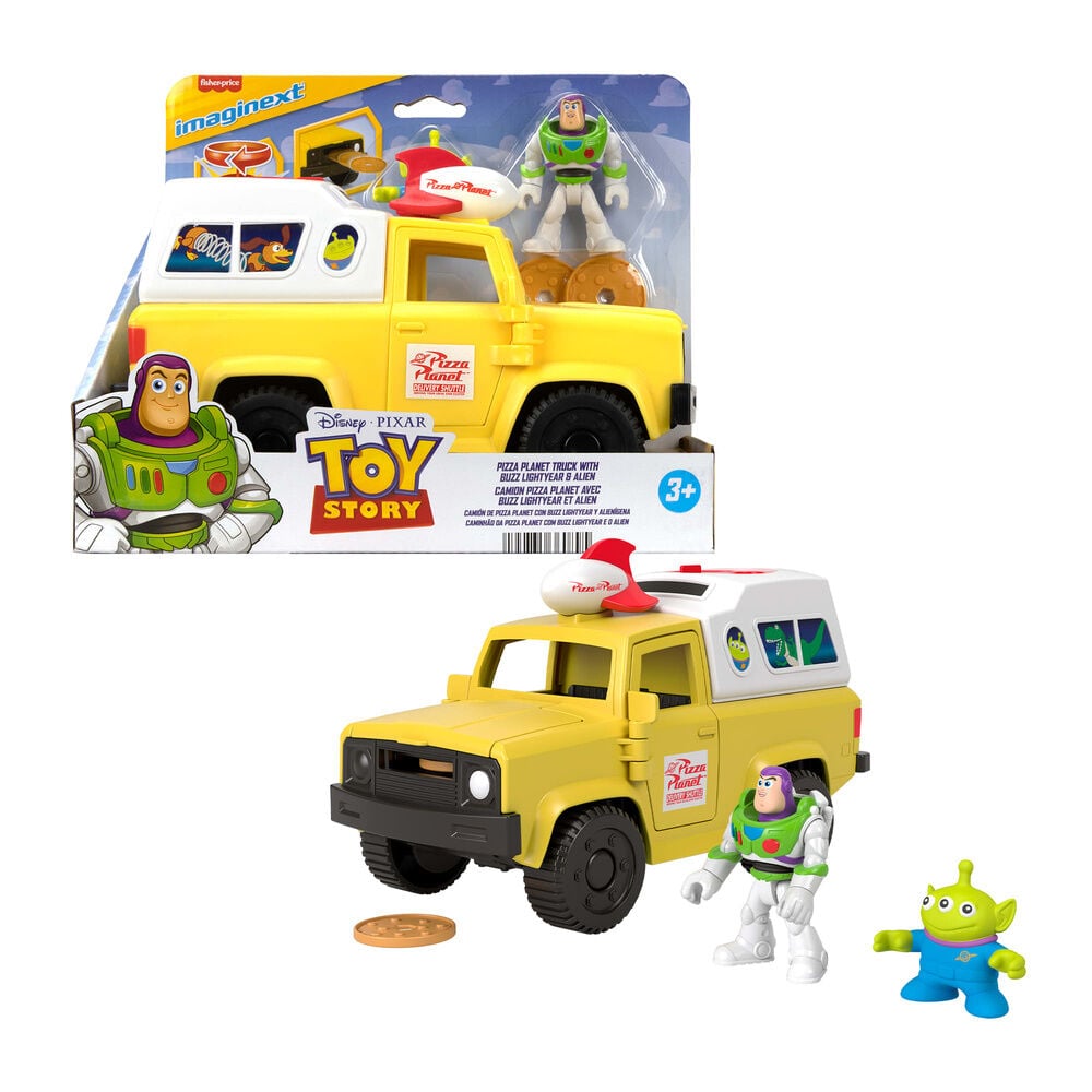 Camion Pizza Planet + figuras Buzz Lightyear y Alien Toy Story Disney Pixar