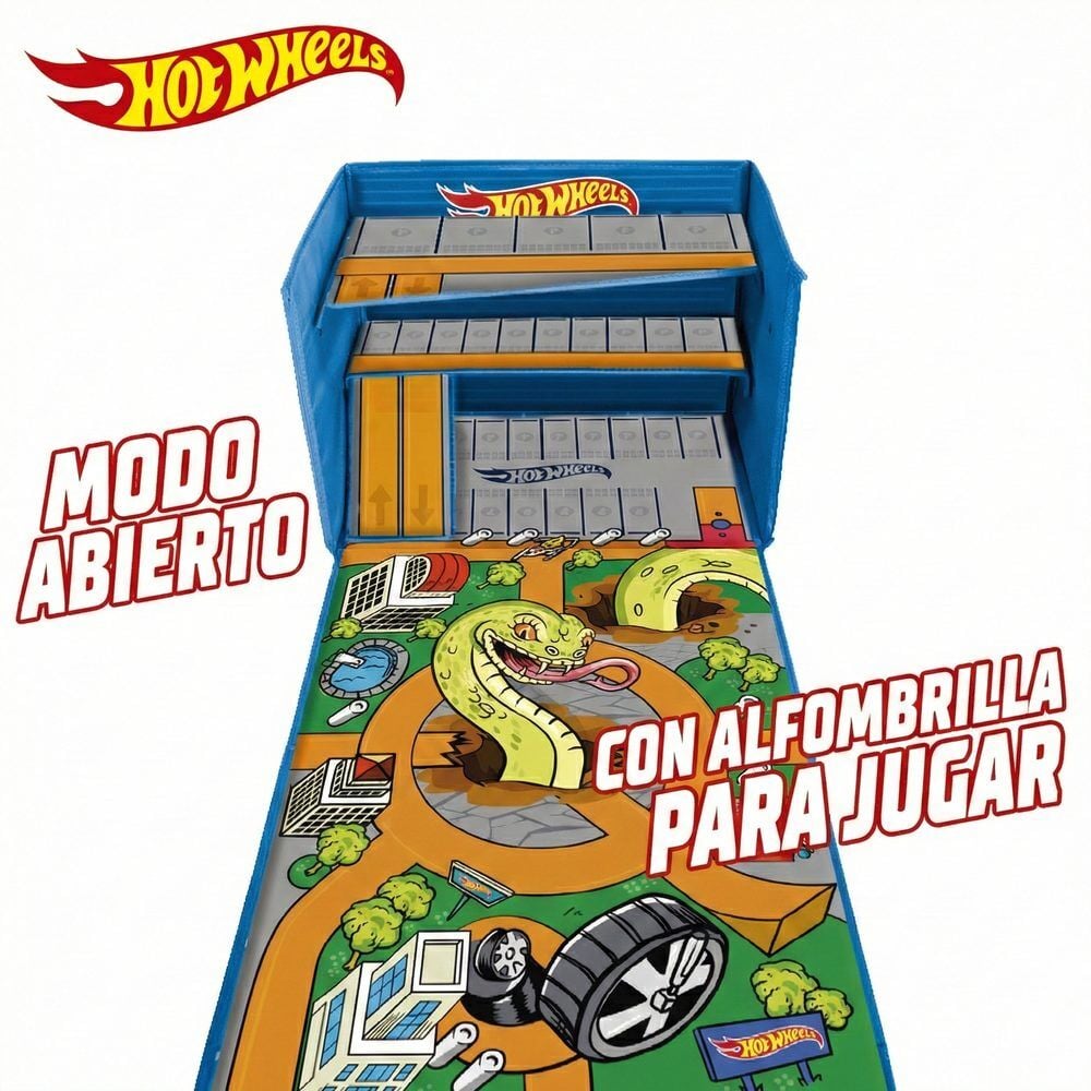 Caja organizadora de coches con pista y area de juego Hot Wheels - imagen 3
