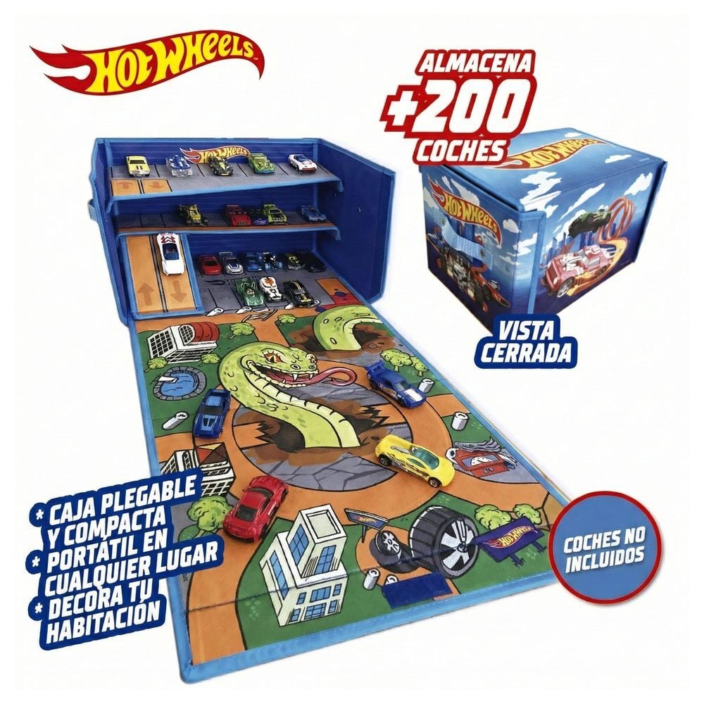 Caja organizadora de coches con pista y area de juego Hot Wheels - imagen 4