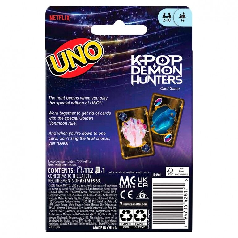 Juego cartas UNO KPop Demon Hunters
