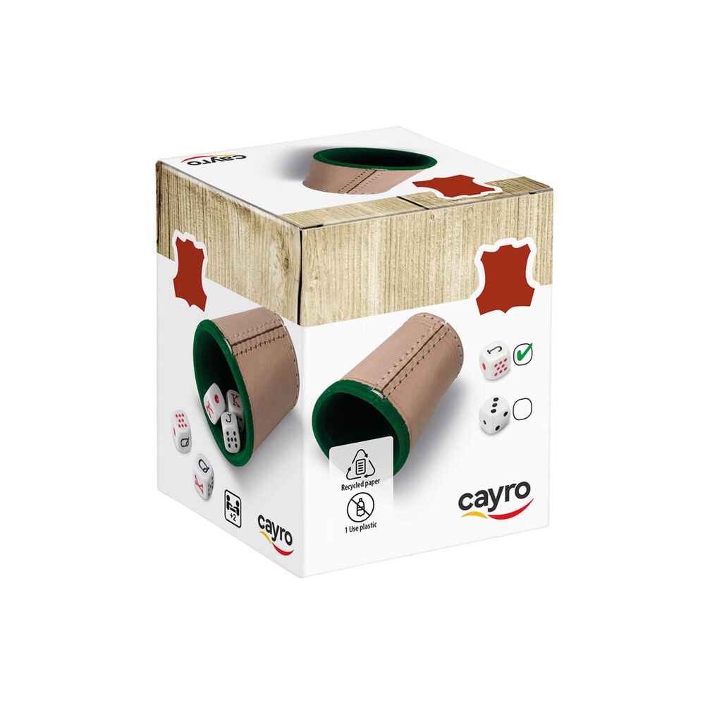 Cubilete Cuero y 5 Dados Poker