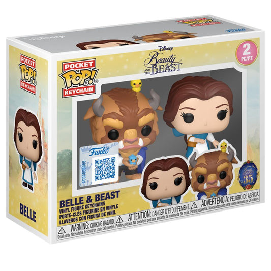 Figura POP 2 Llaveros Disney Beauty And The Beast Belle & Beast