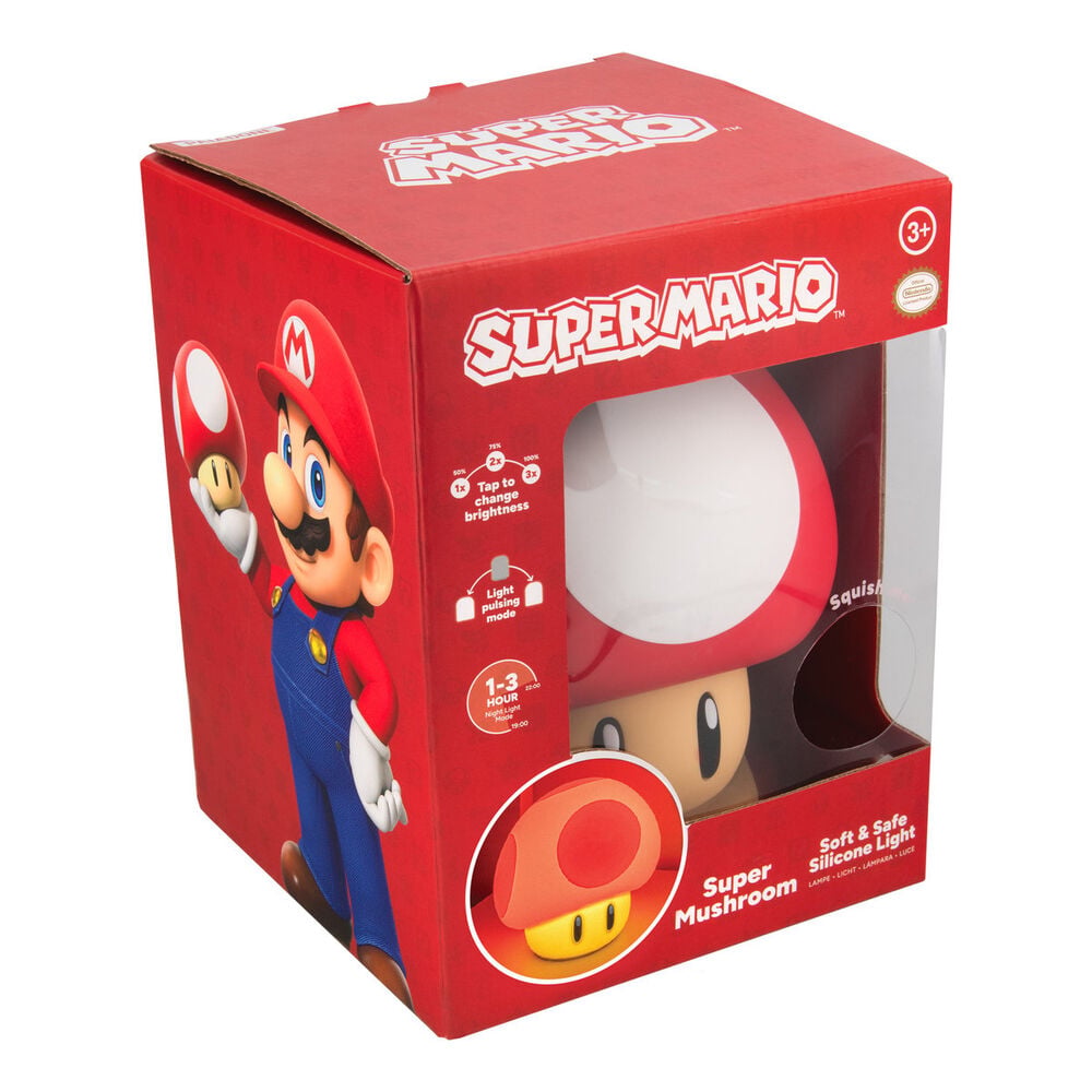 Lampara recargable SquishyGlo Seta Super Mushroom Super Mario Bros