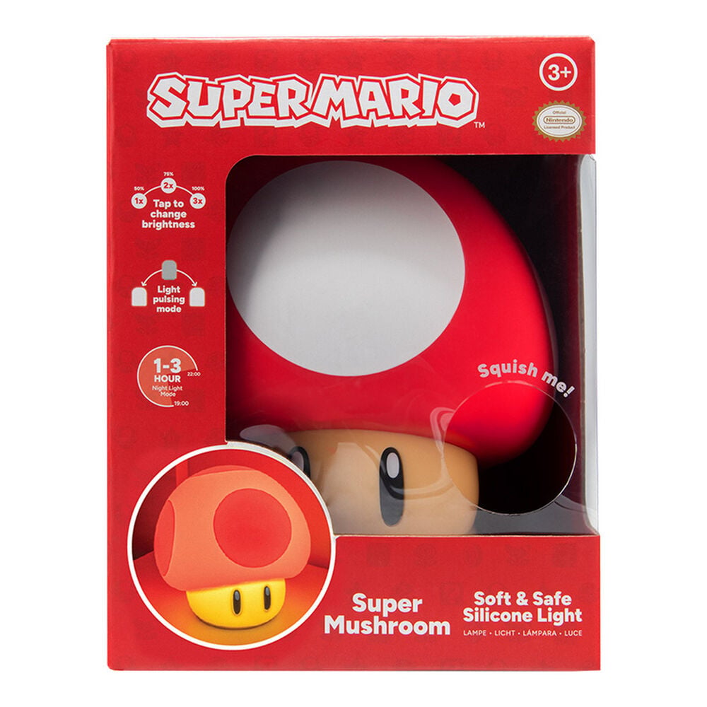 Lampara recargable SquishyGlo Seta Super Mushroom Super Mario Bros