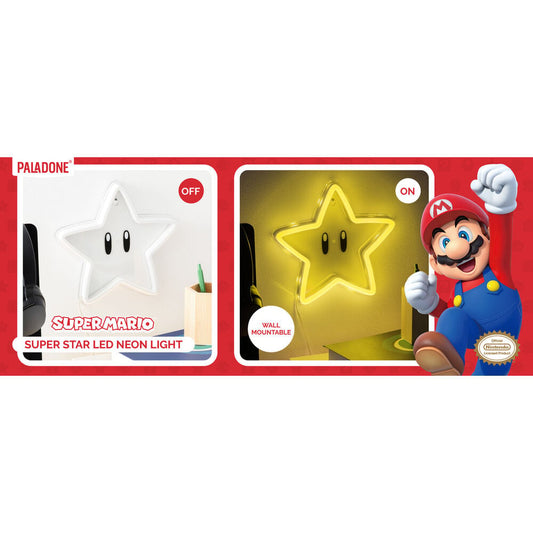Lampara neon pared Super Estrella Super Mario Bros