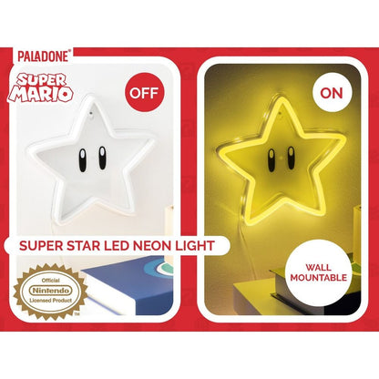 Lampara neon pared Super Estrella Super Mario Bros