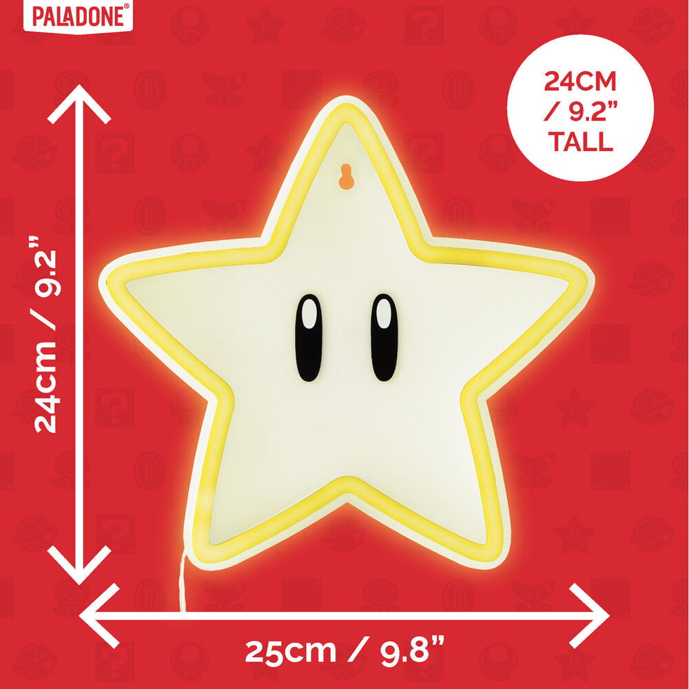 Lampara neon pared Super Estrella Super Mario Bros