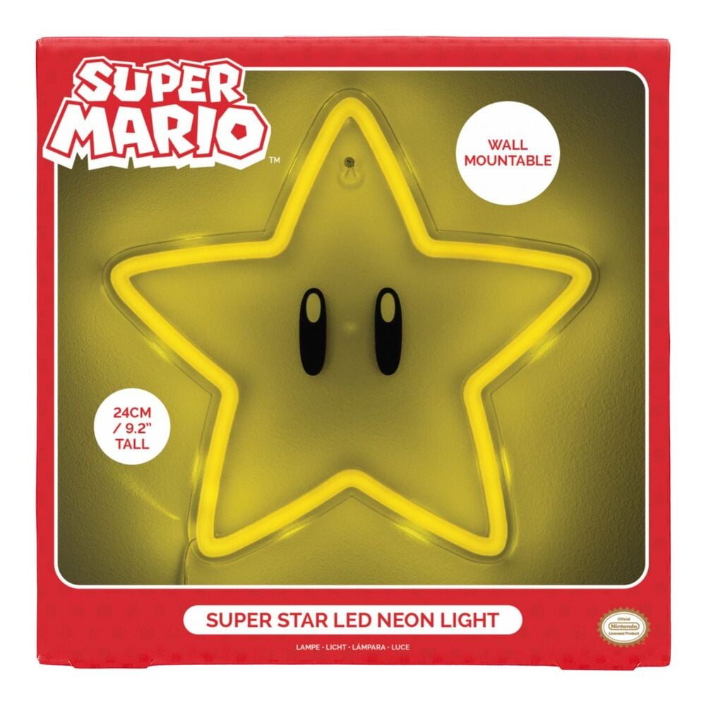 Lampara neon pared Super Estrella Super Mario Bros