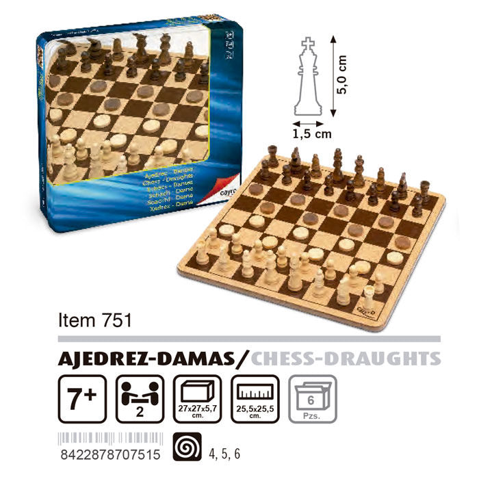 Juego Ajedrez Damas madera