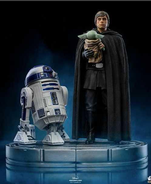 Pack Iron Studios 1/10 The Mandalorian Luke Skywalker, Grogu con R2-D2